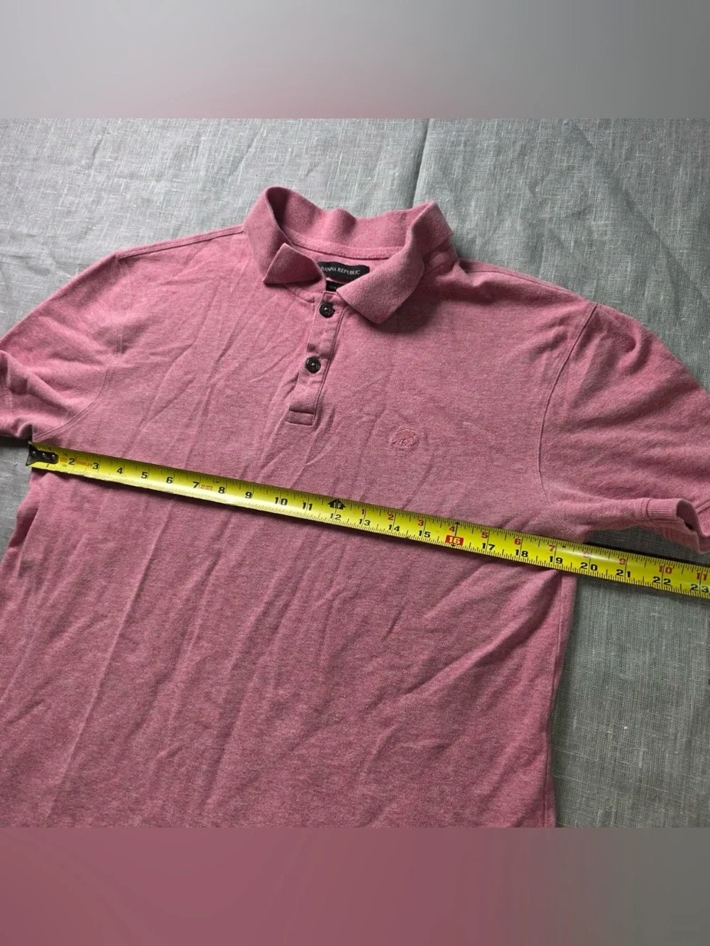 Banana Republic Men's Heather Pink Slim Fit Short Sleeve Polo Shirt - Size L